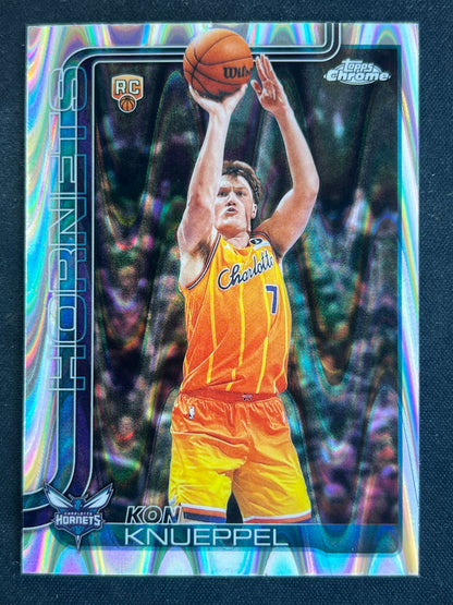 2025-26 Topps Chrome Kon Knueppel Rookie Card #254 RayWave Refractor Hornets