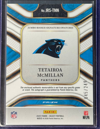 2025 Panini Select Jumbo RPA  Tetairoa McMillan /249 #JRS-TMN (RC)