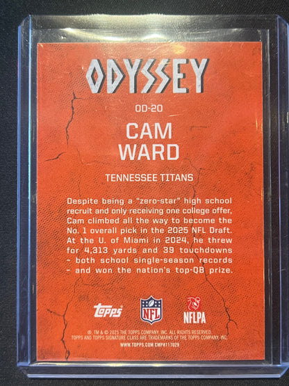 2025 Topps Signature Class Cam Ward Rookie Odyssey SSP #OD-20 Titans