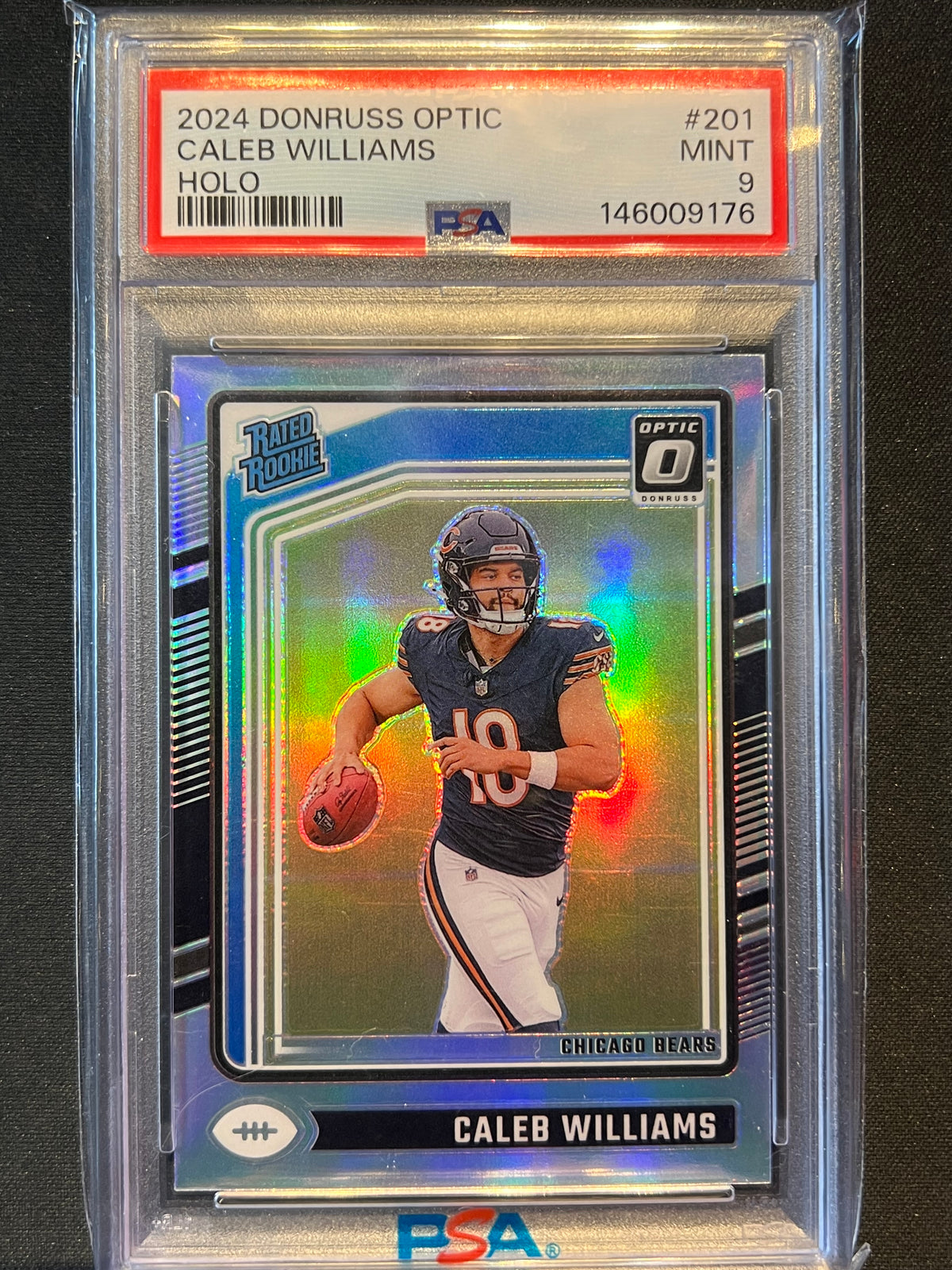 2024 Panini Donruss Optic - Rated Rookie Caleb Williams #201 Holo Prizm (RC) PSA 8