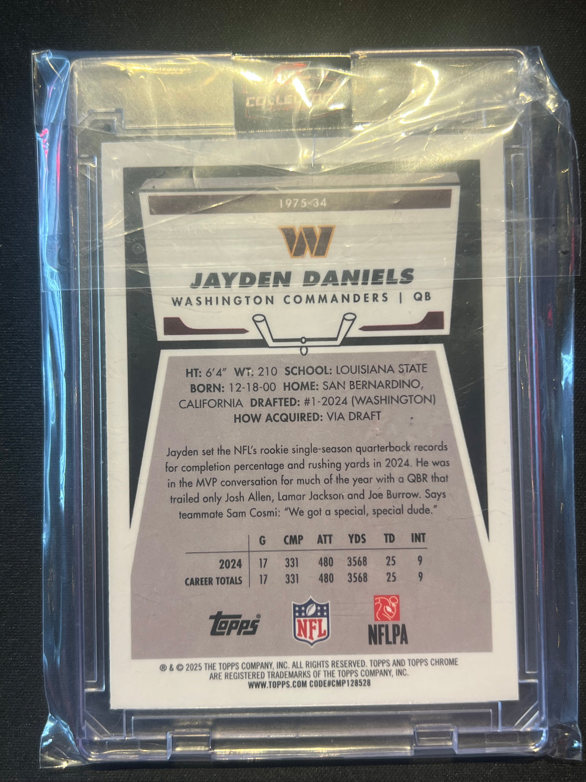 2025 Topps Chrome - 1975 Topps Jayden Daniels #1975-34 Aqua Refractor /199