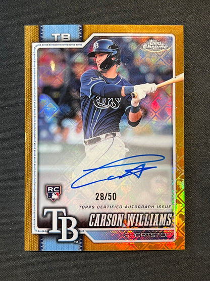 2026 Topps Chrome Carson Williams RC Gold Logofractor Rookie #/50 Rays