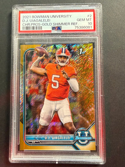 2022 Bowman Chrome U DJ Uiagalelei Gold Shimmer Refractor /50 PSA 10