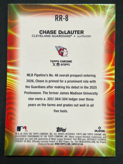 2026 Topps Chrome Chase DeLauter Radiating Rookies SSP Case Hit (RC) #RR-8