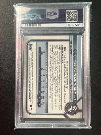 2022 Bowman 1st Chrome Refractor Speckled /299 Colson Montgomery #BCP-71 PSA 10