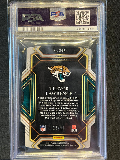2021 Panini Select Trevor Lawrence White Prizm Die-Cut 16/99 #243 RC PSA 10 NUMBER MATCH