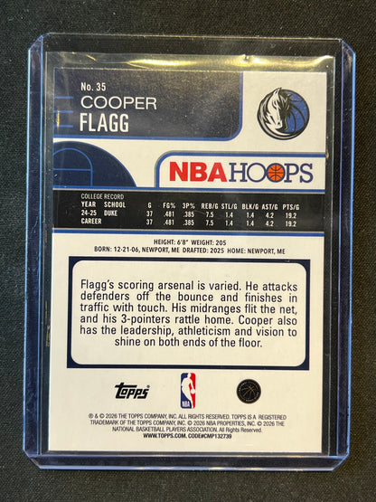 2025-26 Topps NBA Hoops Silver Holo Cooper Flagg #35 RC