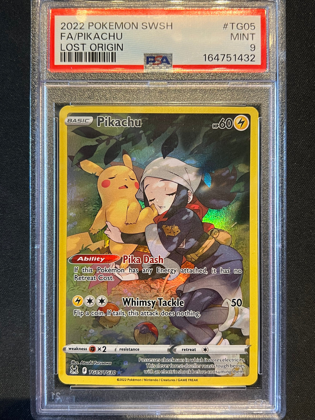 2022 Pokemon Pikachu SWSH Lost Origin Trainer Gallery Full Art TG05/TG30 PSA 9