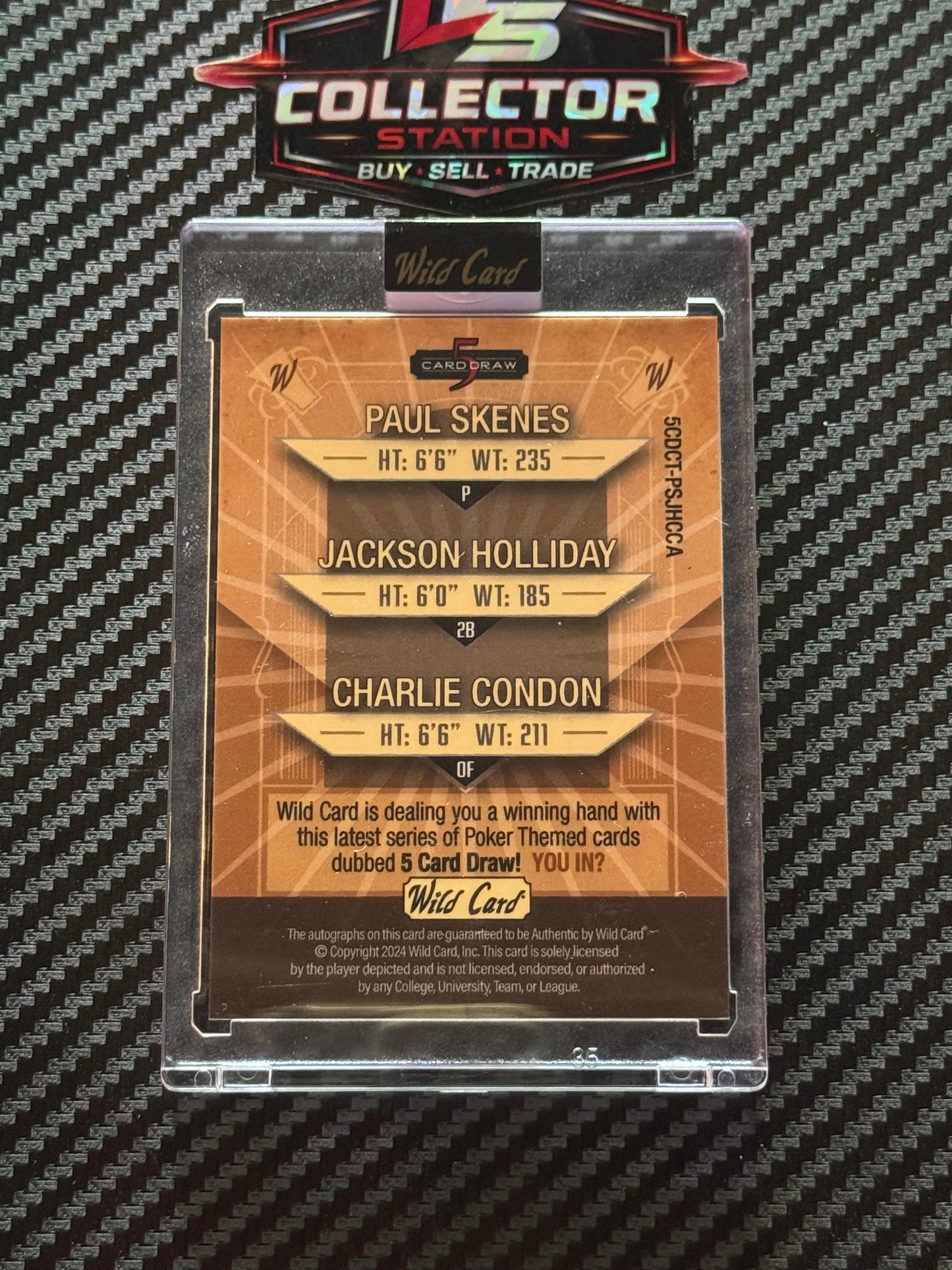 2024 Wild Card Paul Skenes, Jackson Holliday, Charlie Condon Triple Auto Bronze 1/1