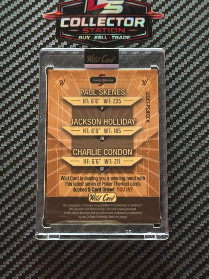 2024 Wild Card Paul Skenes, Jackson Holliday, Charlie Condon Triple Auto Bronze 1/1