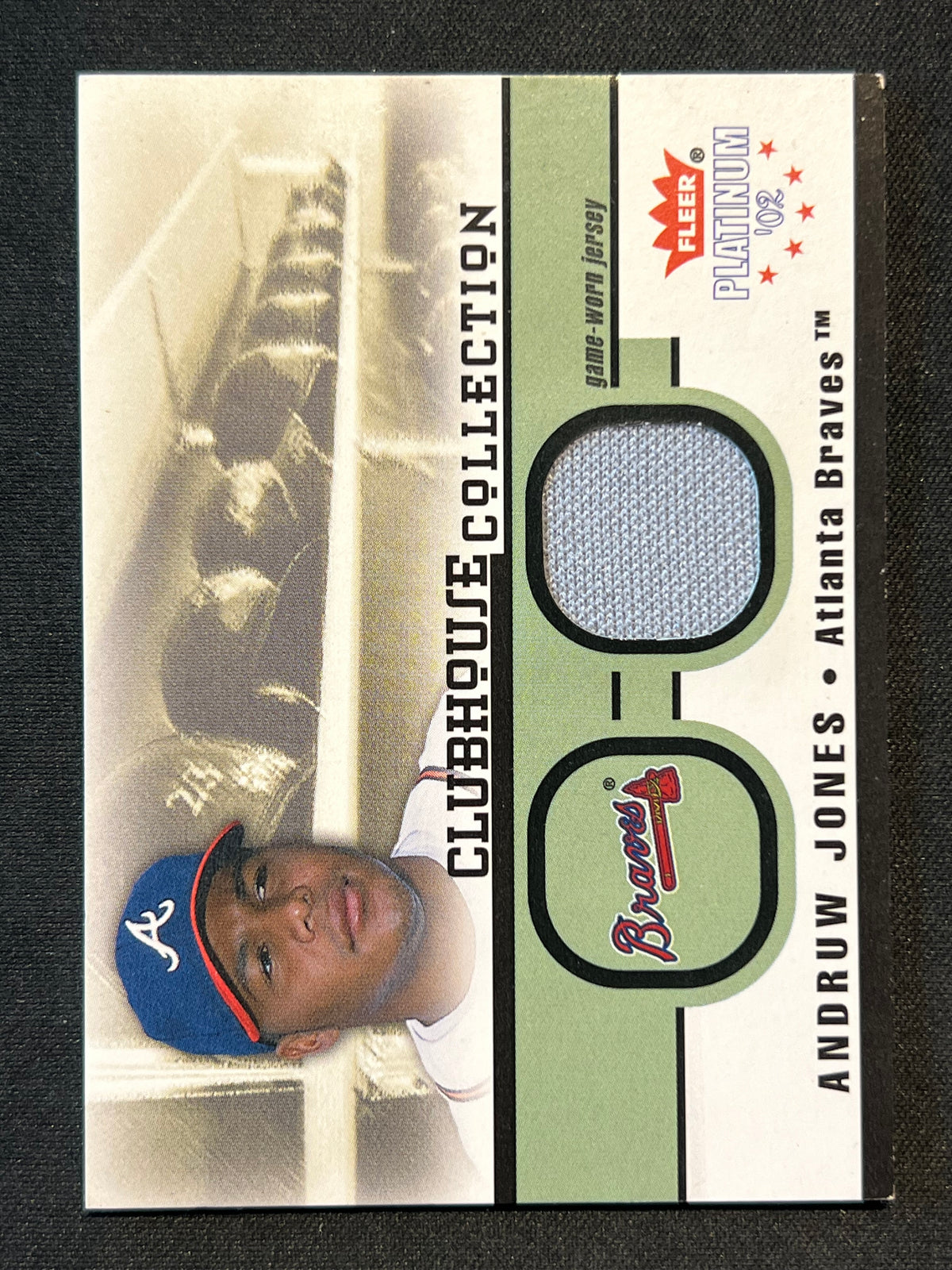 2002 Fleer Platinum Clubhouse Collection Andruw Jones Game Worn Patch Braves (MEM)