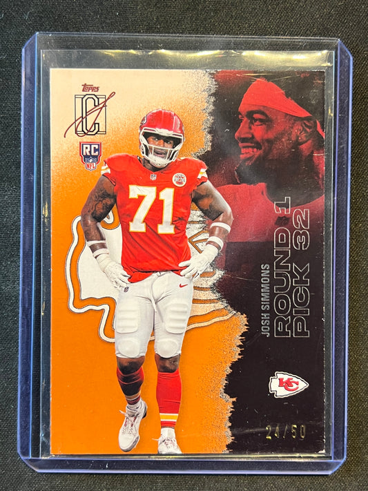 2025 Topps Signature Josh Simmons Rookie #186 Chiefs /50