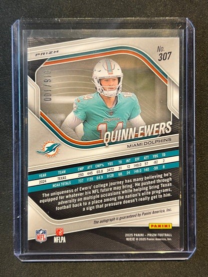 2025 Panini Prizm Choice Quinn Ewers Silver Scope Auto #/100 Rookie #307