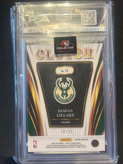 2024-25 Panini Select Clutch Damian Lillard#15 Tye-Dye Prizm PSA 10