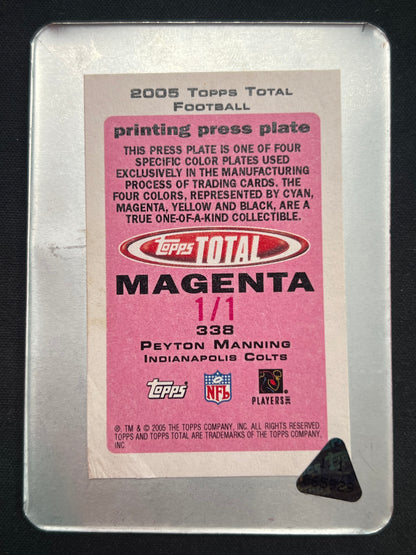 2005 Topps Total Peyton Manning Card #244 Magenta Printing Plate 1/1