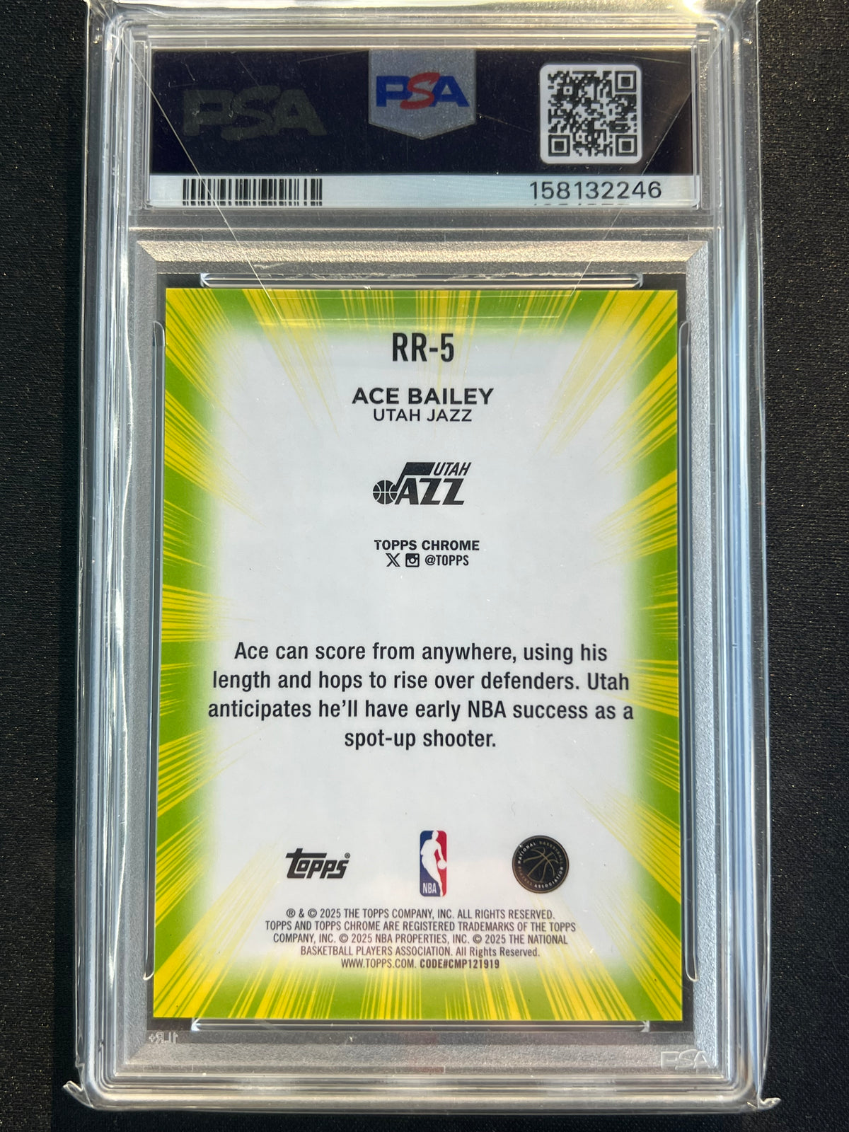 2025-26 Topps Chrome - Radiating Rookies - Ace Bailey Utah Jazz #RR-5 (RC) PSA 9