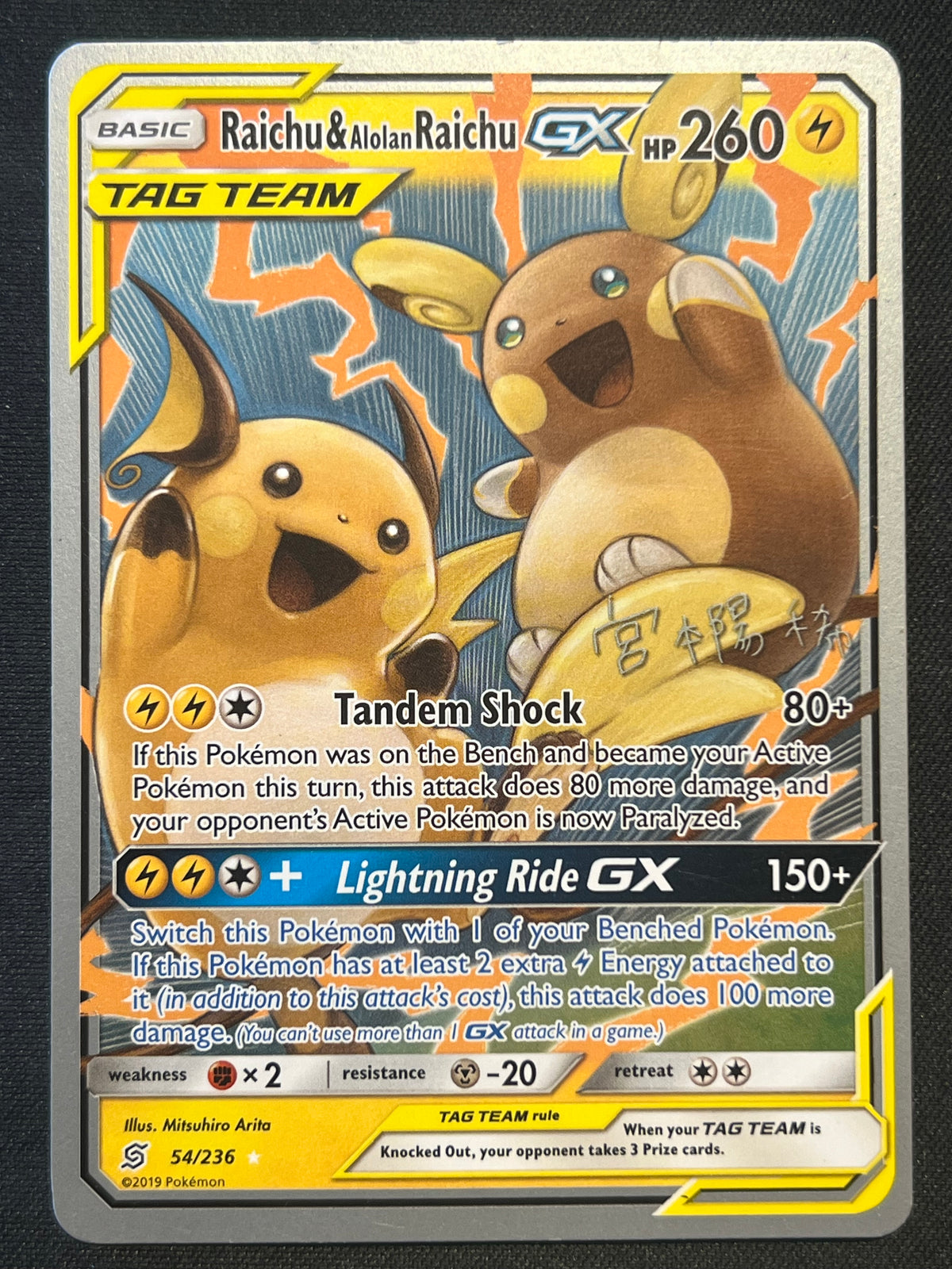 Raichu & Alolan Raichu GX - 2019 (Haruki Miyamoto) - World Championship Decks (WCD) LP Pokemon