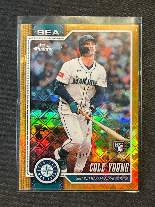 2026 Topps Chrome Cole Young RC Gold Logofractor Rookie #/50 Mariners