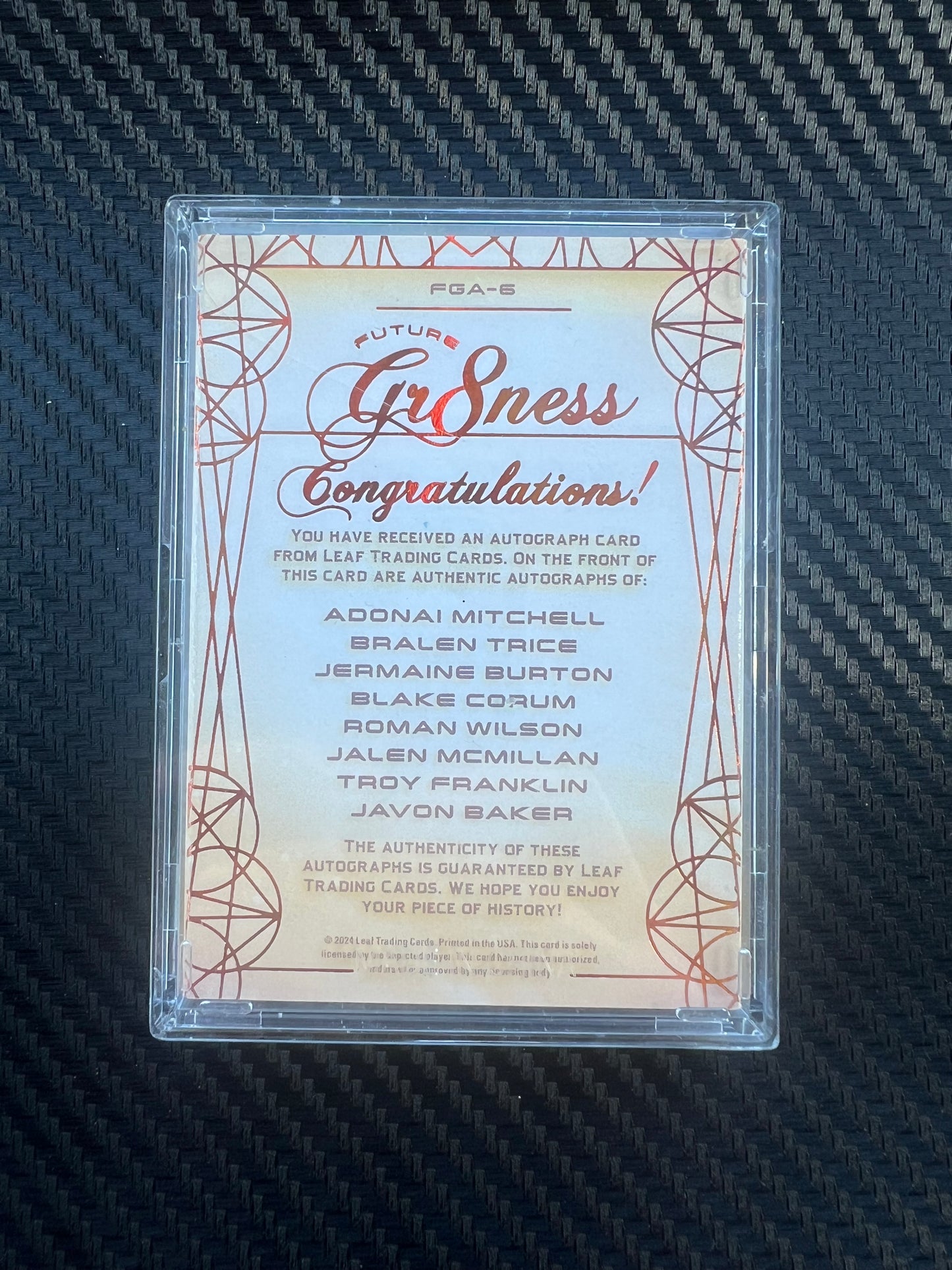 Leaf 2024 Trinity Future Gr8ness- 8 Rookie Players Autographs