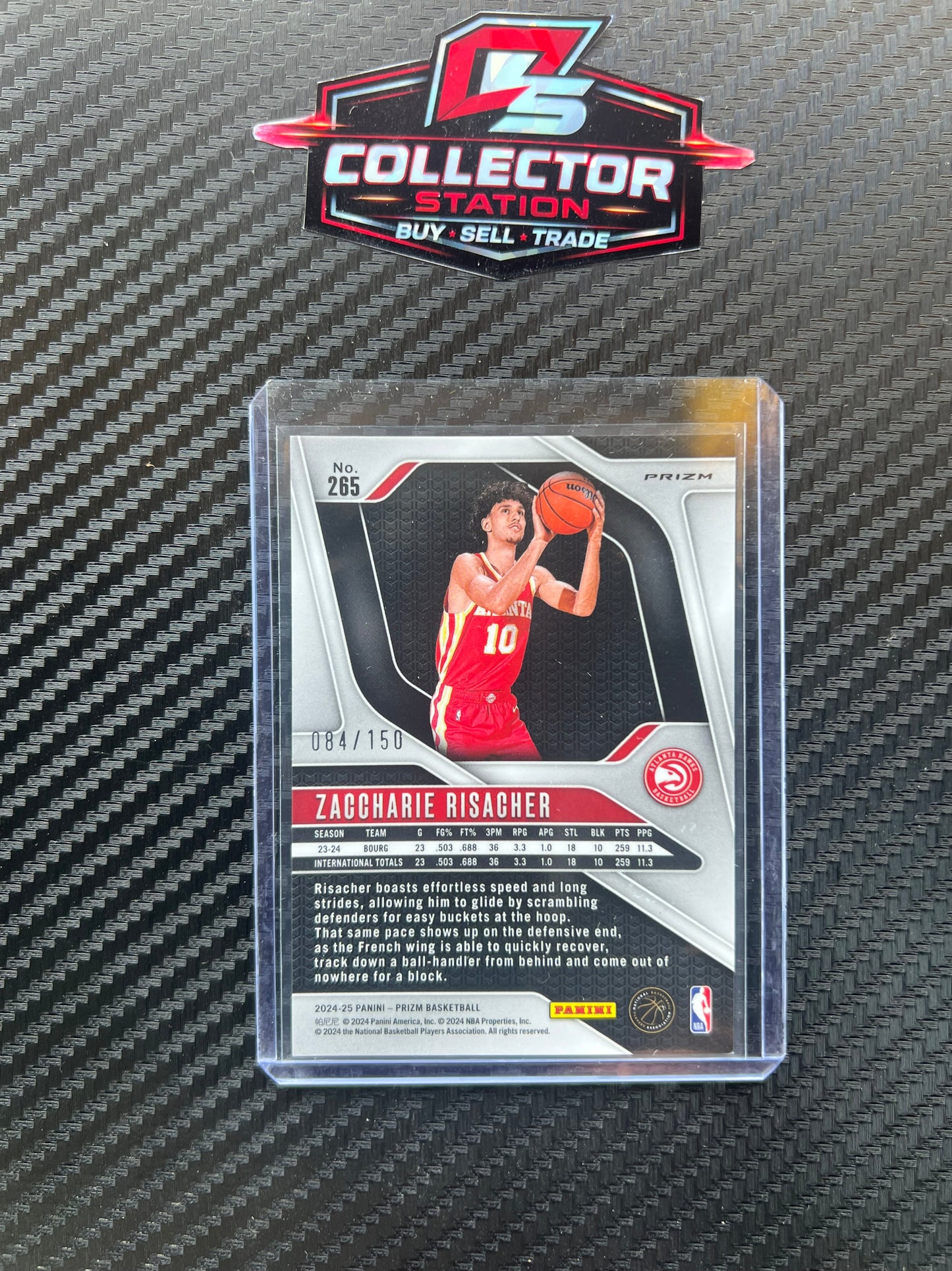 2024-25 Panini Prizm Zaccharie Risacher Fast Break Blue Prizm RC /150