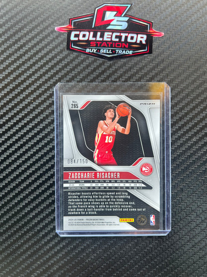 2024-25 Panini Prizm Zaccharie Risacher Fast Break Blue Prizm RC /150