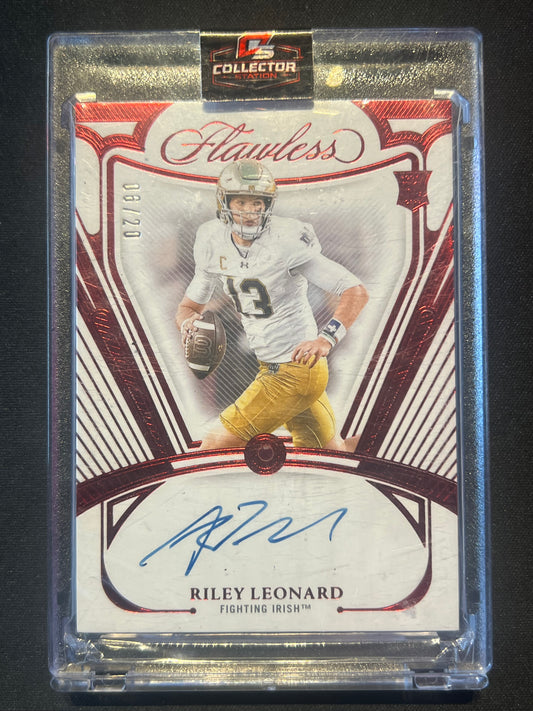 Panini 2025 Flawless Riley Leonard #RGS-RLD Ruby /20 RC