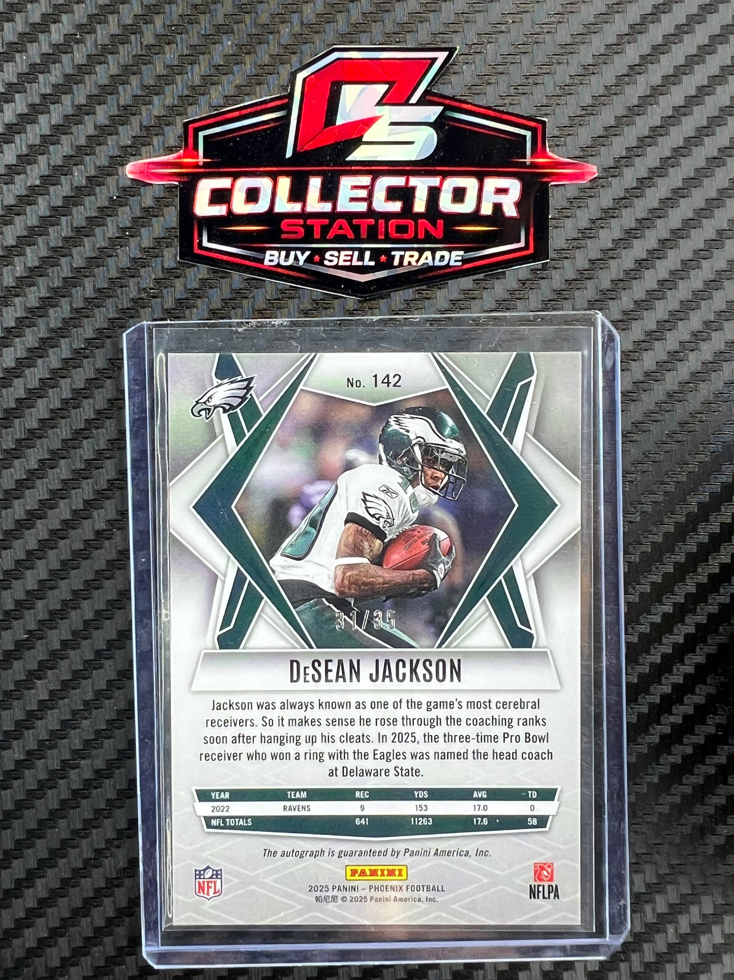 2025 Panini Phoenix DeSean Jackson Silver Winter Auto /35 #142