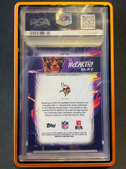 2025 Topps Chrome Ultra Violet J.J. McCarthy #UV-14 PSA 8 Mint Vikings