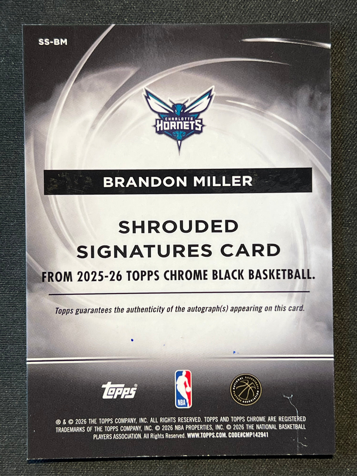 2025-26 Topps Chrome Black Brandon Miller Shrouded Orange Refractor Auto 10/25 #SS-BM