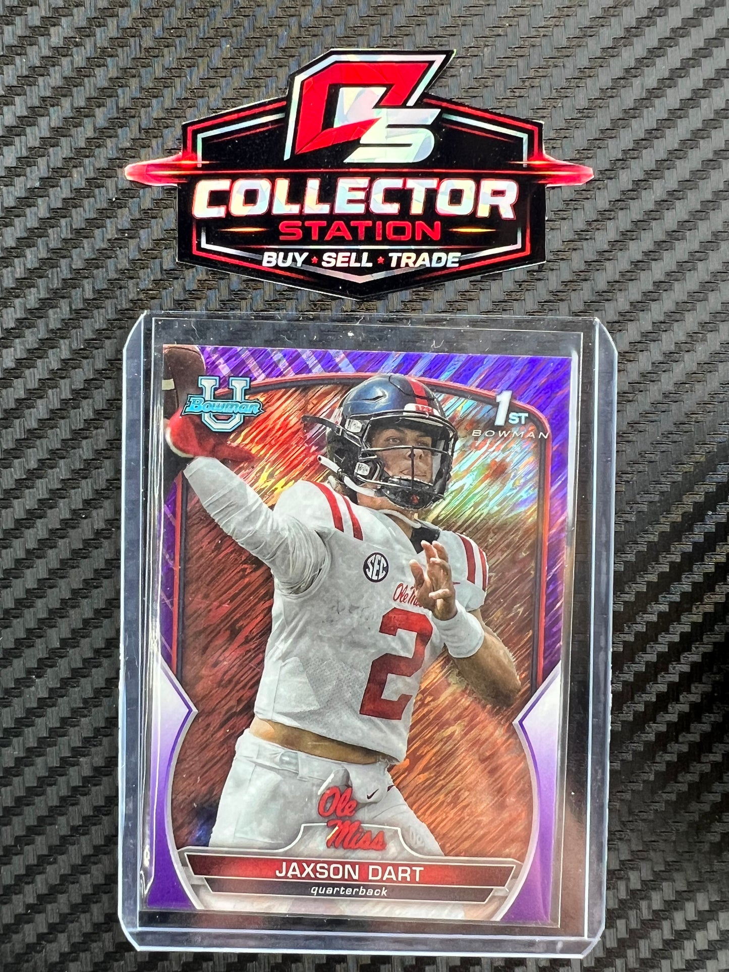 2022 Bowman University Chrome Jaxson Dart 1st Bowman Purple Shimmer #94 Ole Miss