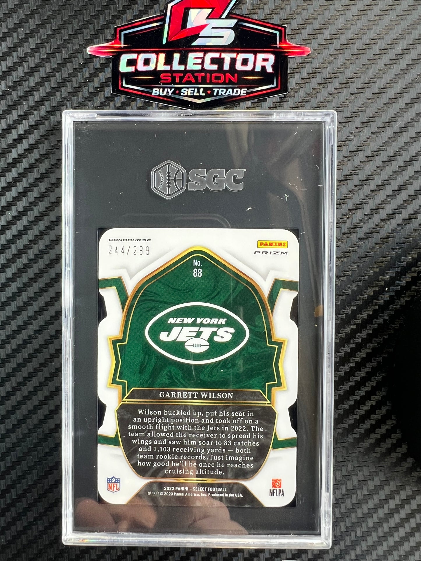 2022 Panini Select Garrett Wilson Neon Green Die-Cut Prizm /299 #88