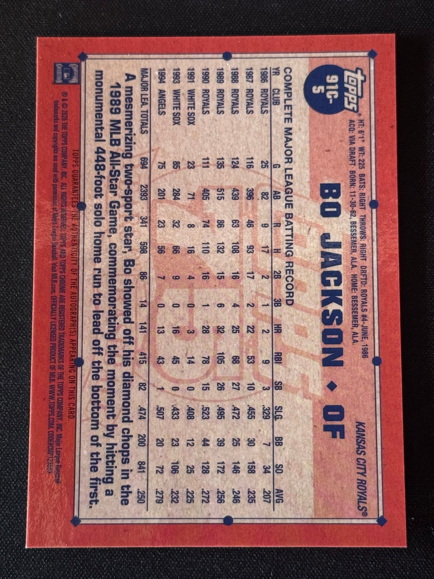 2026 Topps Series 1 Baseball Bo Jackson Silver Pack Chrome Mojo Auto /50