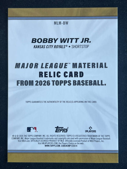 2026 Topps Series 1 - Major League Material Bobby Witt Jr. #MLM-BW (MEM) Royals