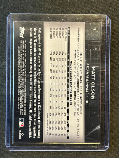 2026 Topps Chrome Black #15 Matt Olson Blue Refractor /150