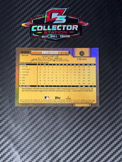 2026 Topps Series 1 Owen Caissie Golden Mirror Image Variation #233 RC