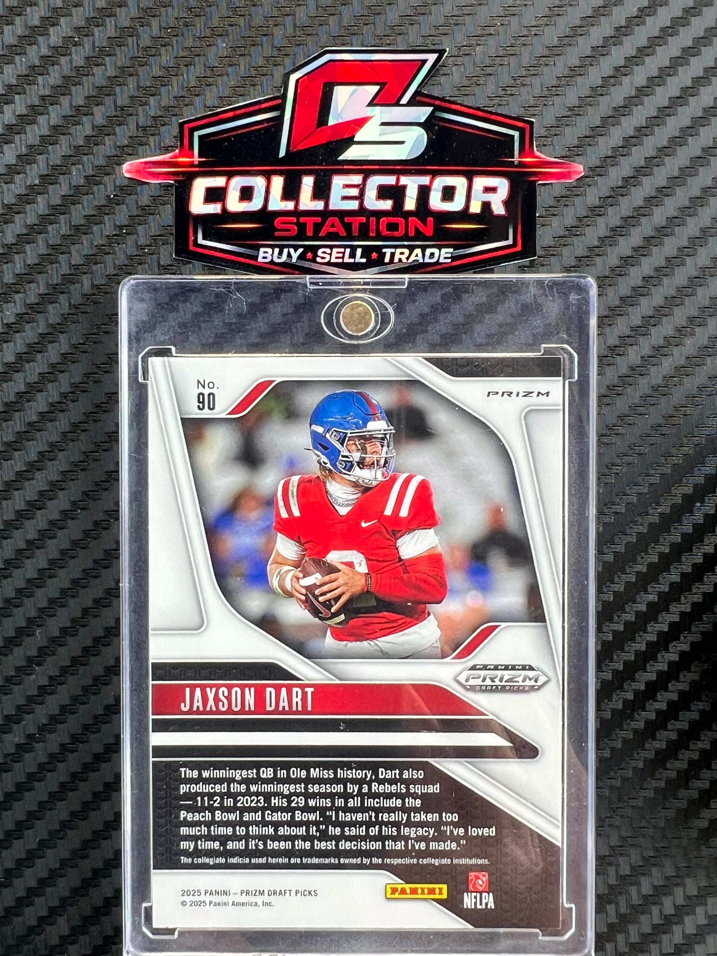 2025 Panini Prizm Draft #90 Jaxson Dart - Gold Ice Prizm (RC) Ole Miss Rebels
