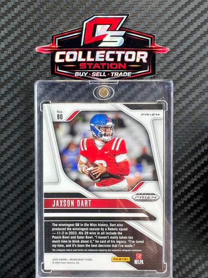 2025 Panini Prizm Draft #90 Jaxson Dart - Gold Ice Prizm (RC) Ole Miss Rebels