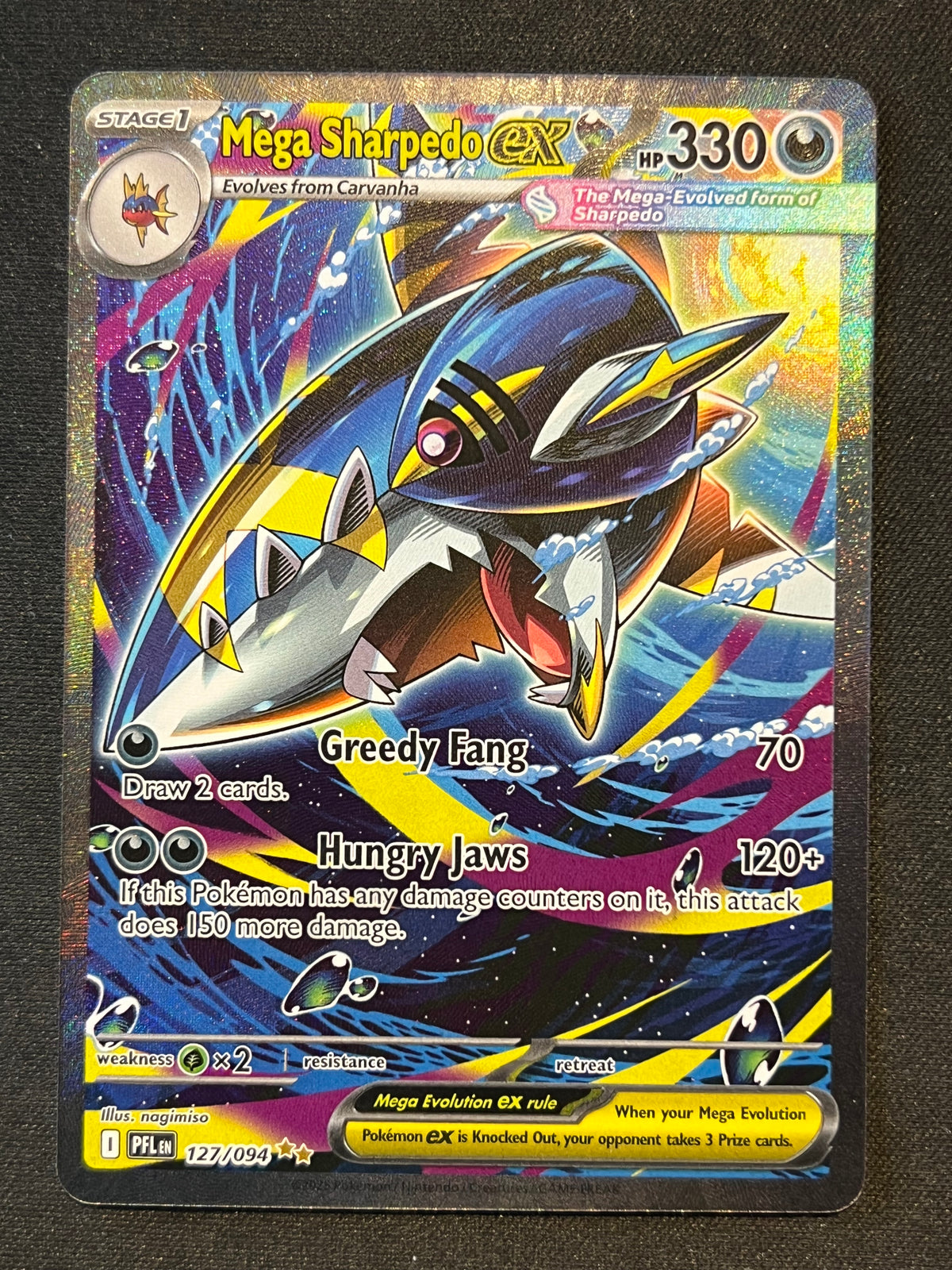 Mega Sharpedo ex - 127/094 - ME02: Phantasmal Flames (PFL) NM Pokemon