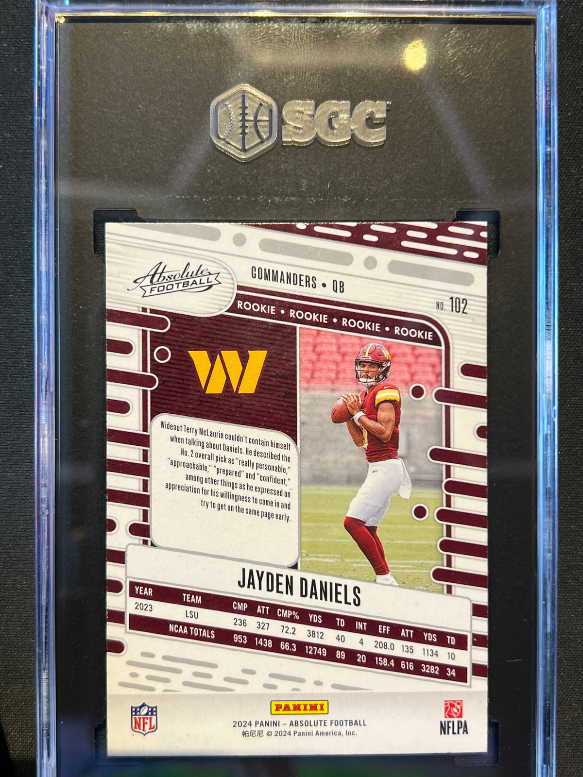 2024 Panini Absolute Jayden Daniels Washington Commanders Rookie SGC 9 #102