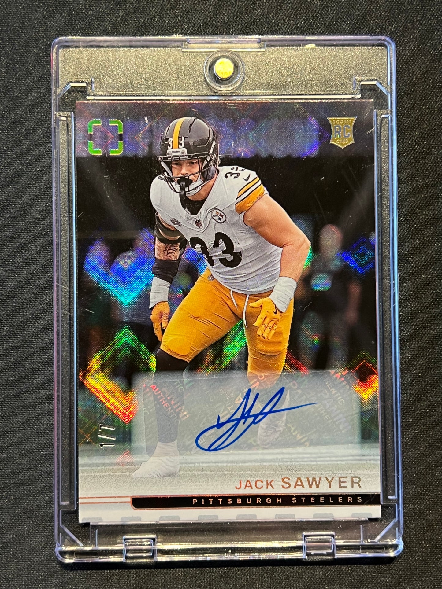 2025 Panini Photogenic Jack Sawyer Auto 1/7 First On Print White FOTL Steelers #171