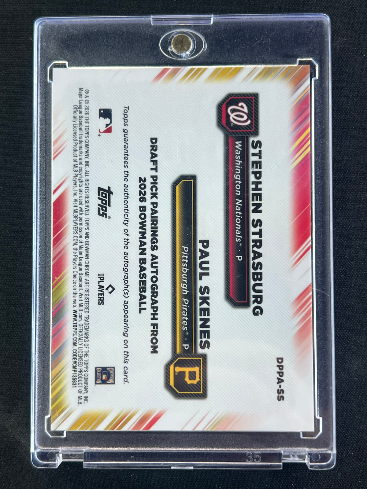 2026 Bowman Draft Pick Pairings Autographs Paul Skenes, Stephen Strasburg 7/25 #DPPA-SS