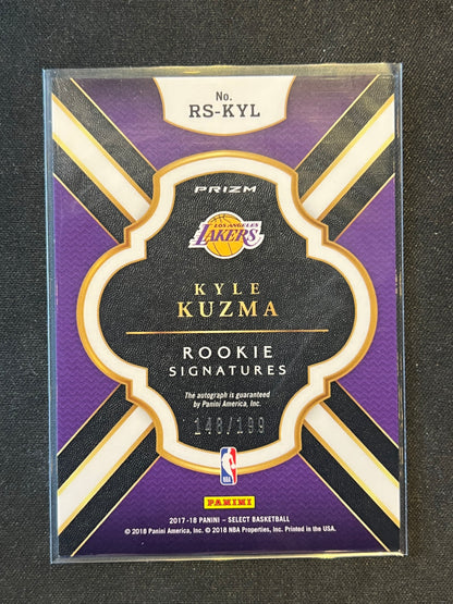 2017-18 Panini Select Kyle Kuzma Rookie Signatures RS-KYL Auto /199 Lakers