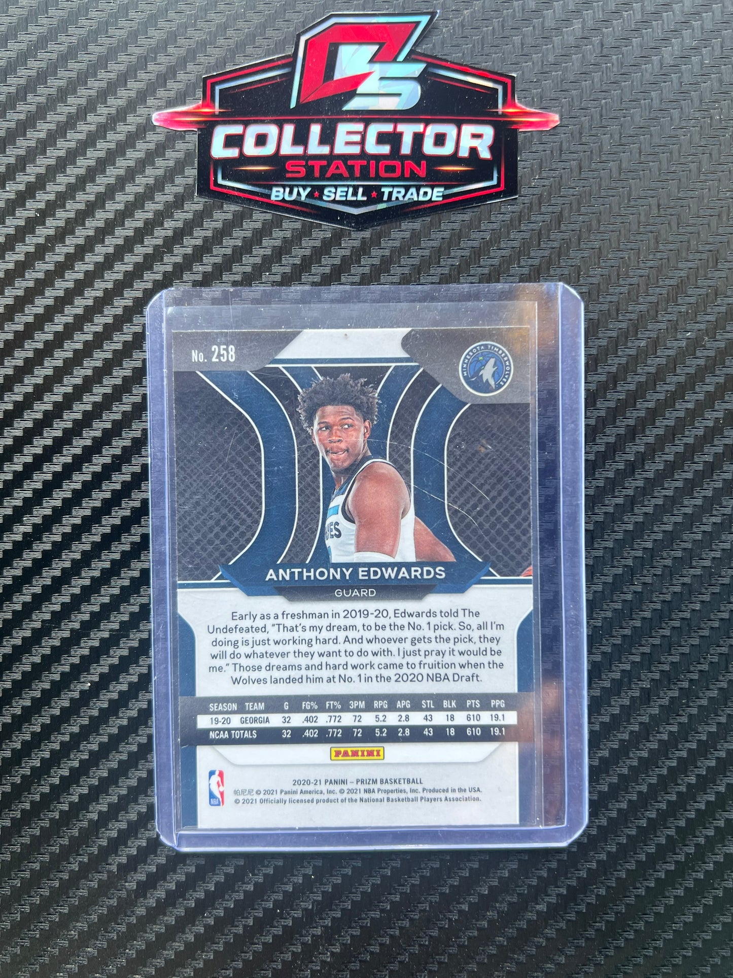 2020-21 Panini Prizm Anthony Edwards Rookie Timberwolves #258