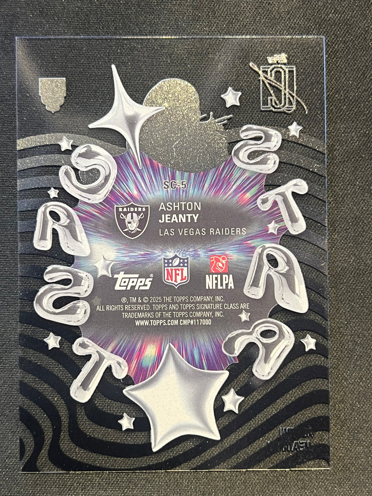 2025 Topps Signature Class Ashton Jeanty RC Rookie Star Cast Acetate SSP #SC-5 Raiders