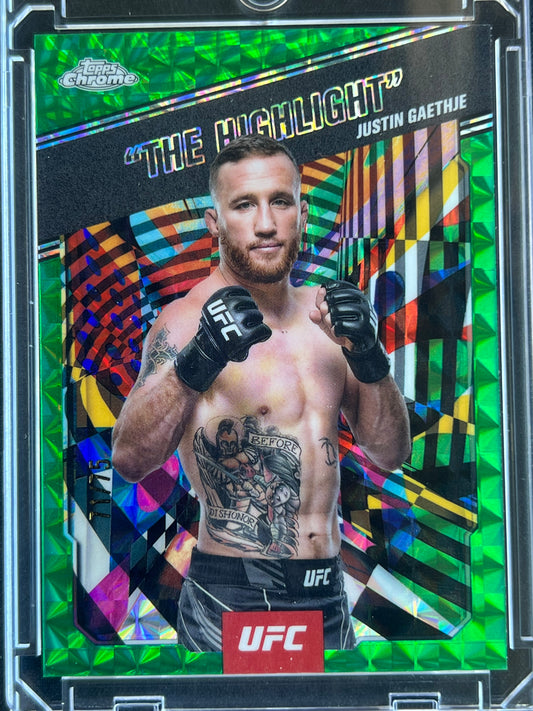 2025 Topps Chrome UFC - Aka Justin Gaethje #AKA-3 Green Geometric Refractor /75