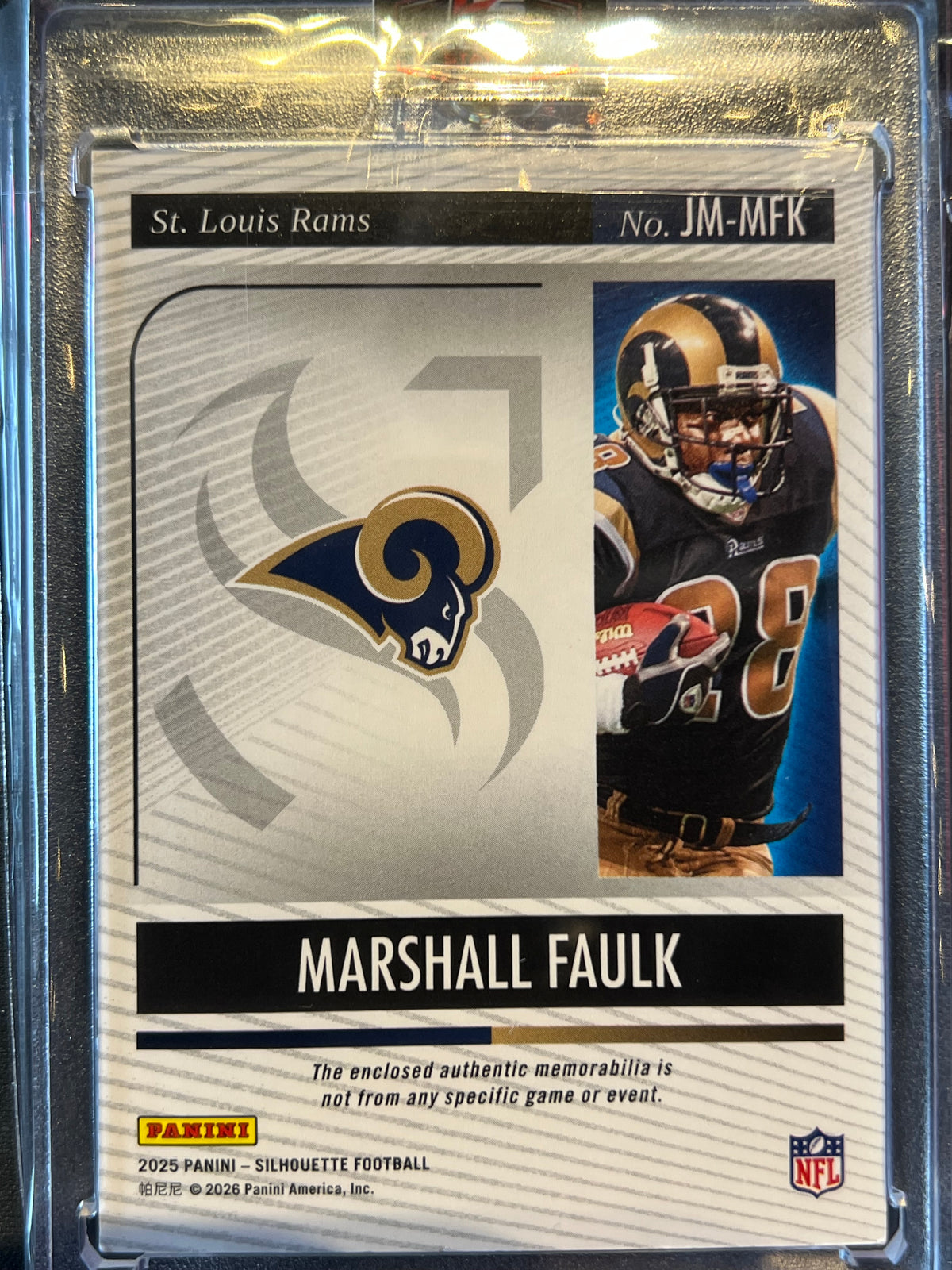 2025 Panini Silhouette Marshall Faulk /25 Jumbo Memorabilia 2-Color #JM-MFK
