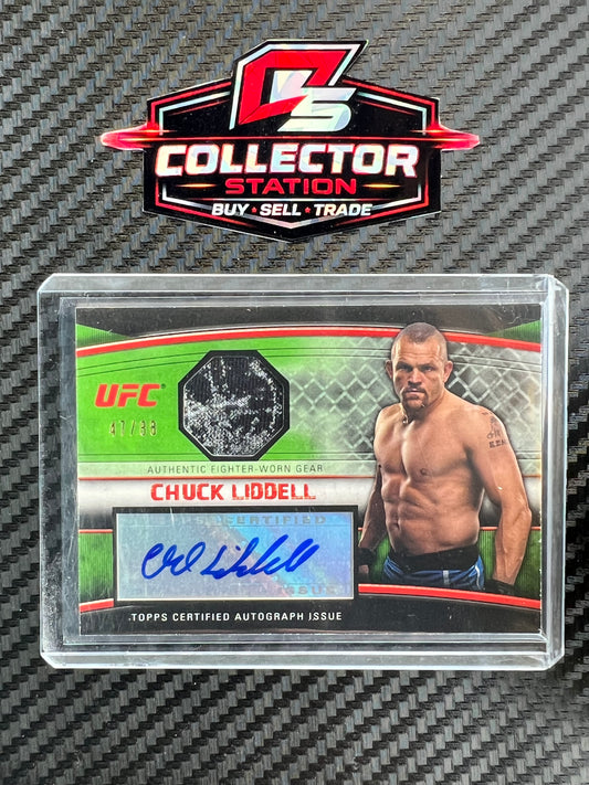 2010 Topps UFC Knockout Autographed Fighter Gear Relics Chuck Liddell Green /88 #AFG-CLI
