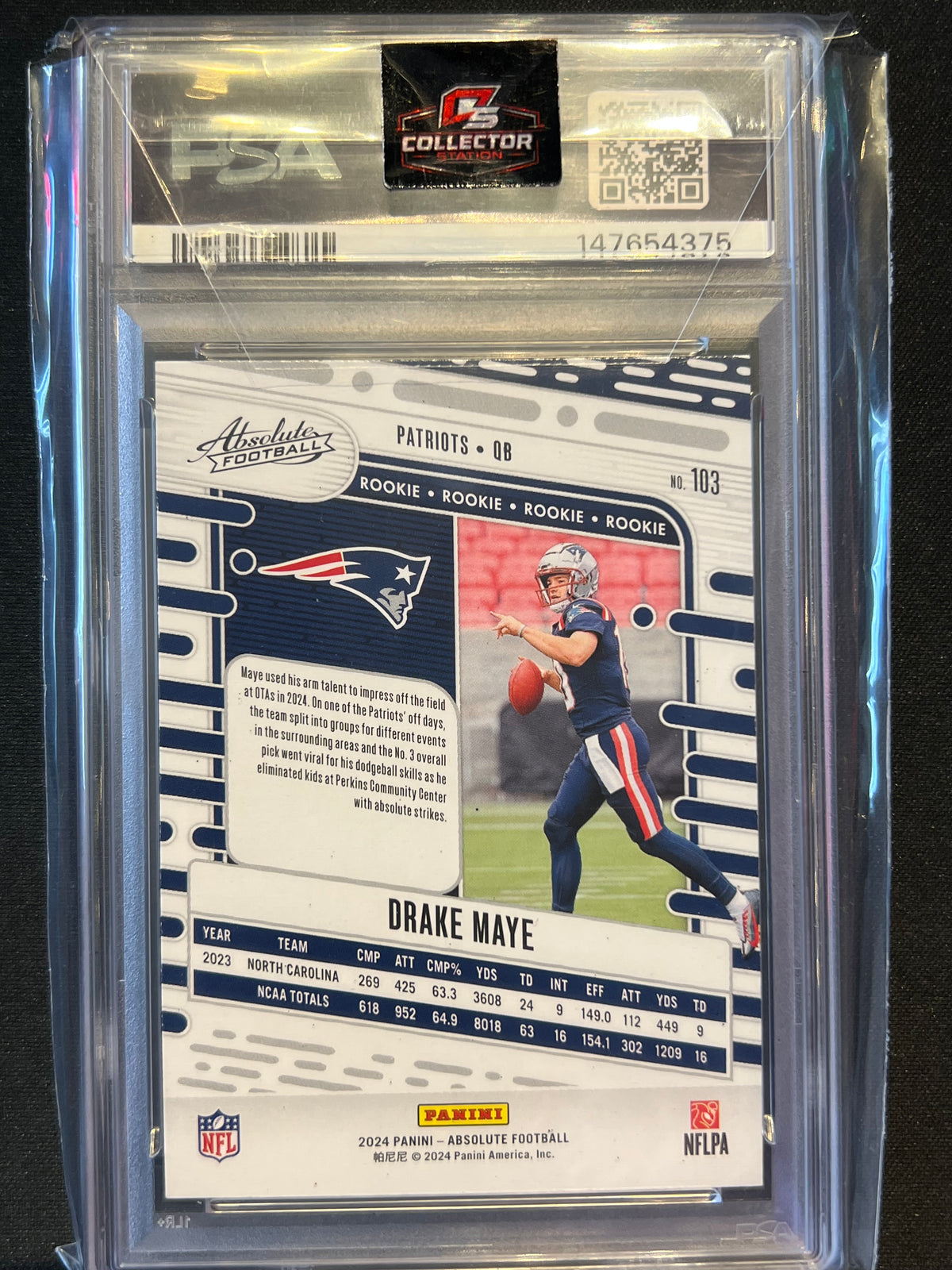 2024 Panini Absolute PSA 8 Drake Maye #103 RC Rookies Patriots