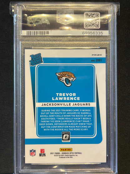 2021 Panini Donruss Optic - Rated Rookie Trevor Lawrence #201 Holo Prizm (RC) PSA 9