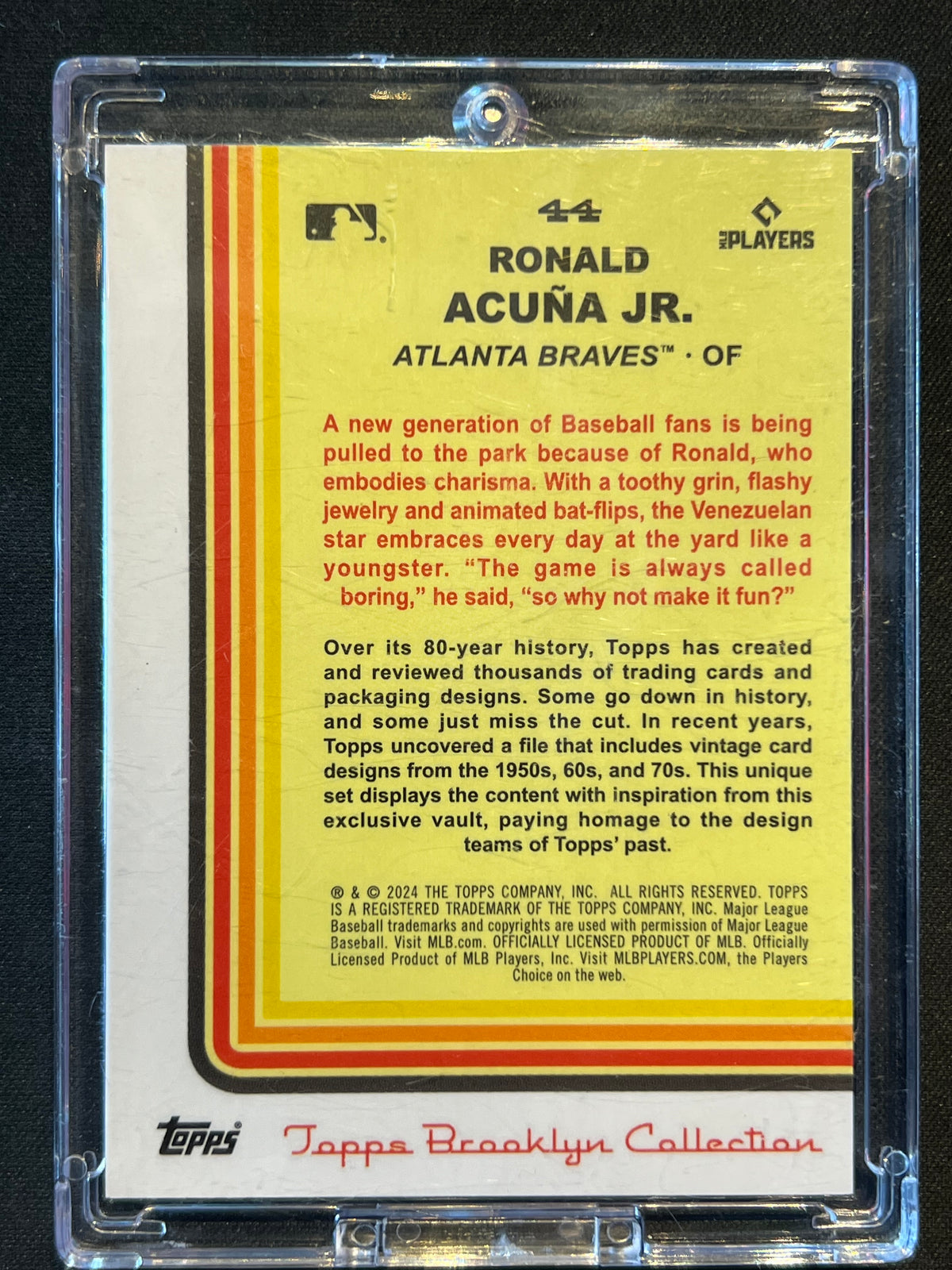 2024 Topps Brooklyn Collection Chartreuse Ronald Acuna Jr 92/99 #44 Braves